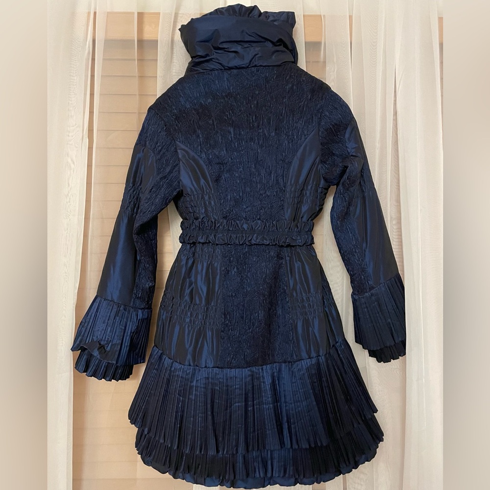 Basic Editions Navy Patterned Winter Coat With Na… - image 3